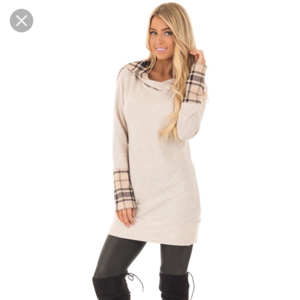 Lime Lush oatmeal and plaid hoodie